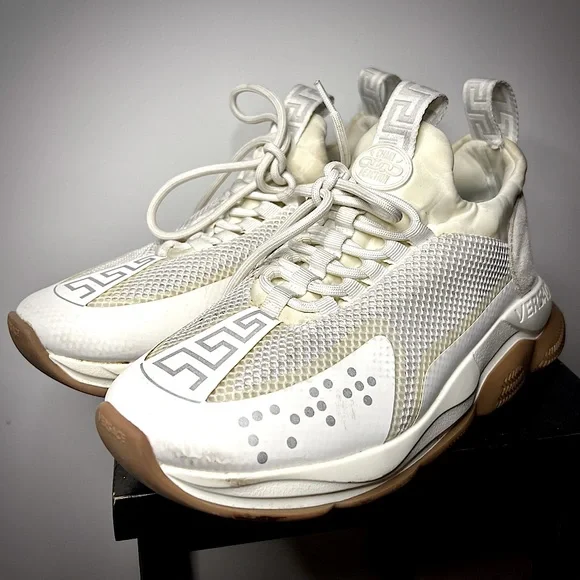 White & Grey Versace Chain Reaction Sneakers. Size: MENS 8.5 Versace Chain Reaction  main image 4